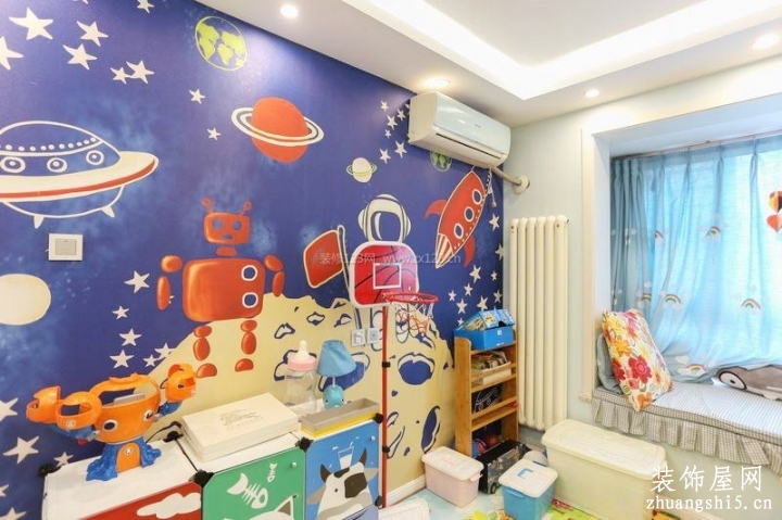 二房一厅样版房室内背景墙彩绘装饰